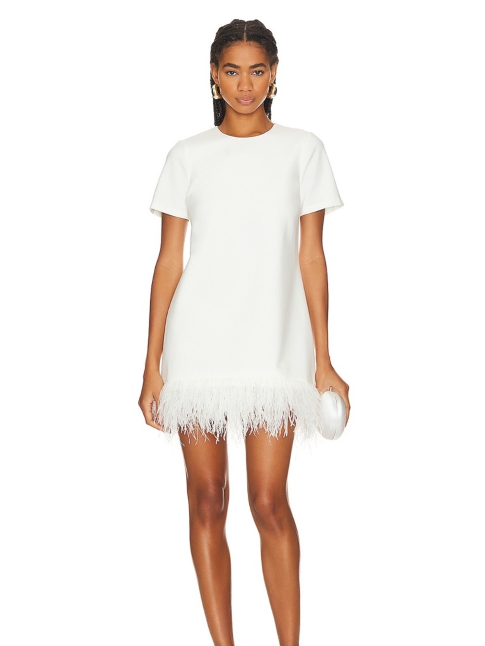 Likely Marullo Dress White Feather-Hem Mini